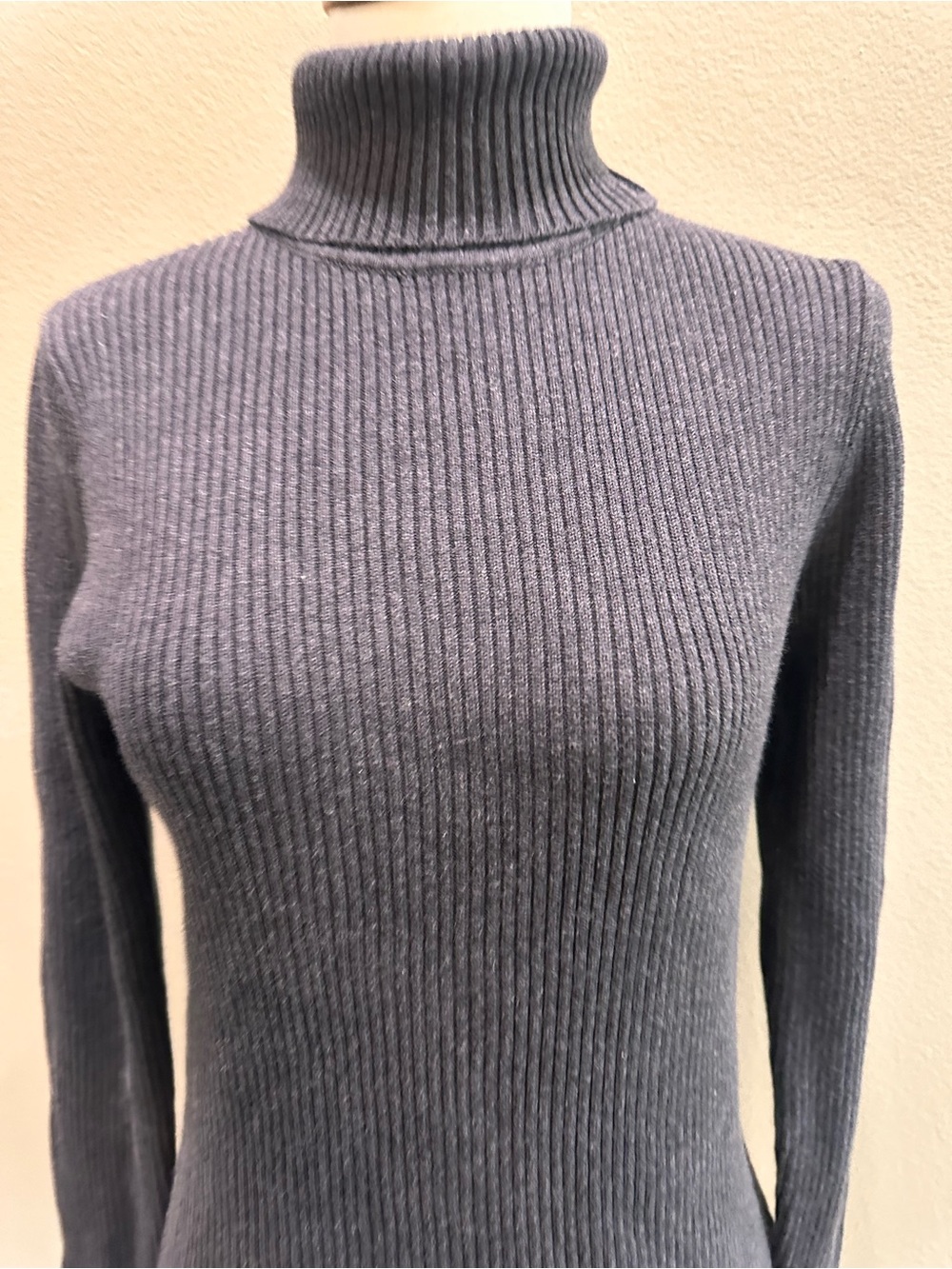 Lauren Ralph Lauren 100% Cotton Classic Ribbed Turtleneck Sweater - Charcoal S - Picture 6 of 13